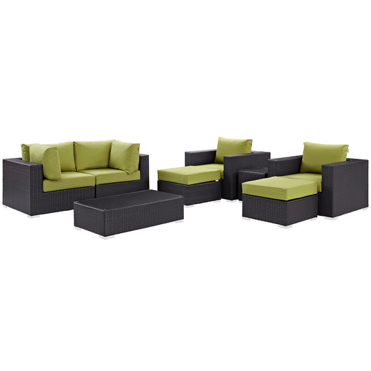Conversation 8-Piece Alfresco Sectional Set, Espresso & Peridot
