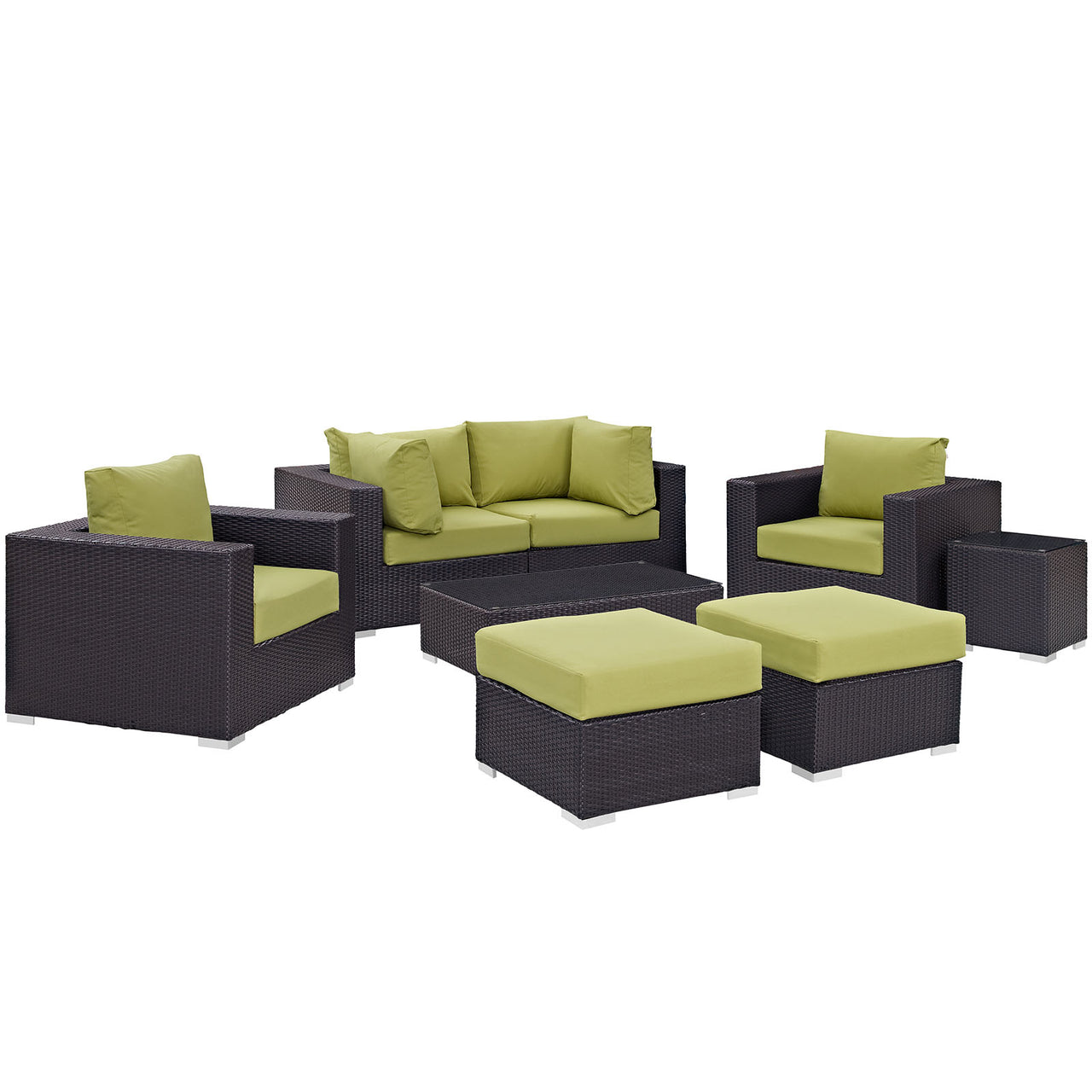 Conversation 8-Piece Alfresco Sectional Set, Espresso & Peridot