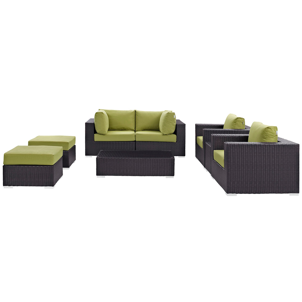 Conversation 8-Piece Alfresco Sectional Set, Espresso & Peridot