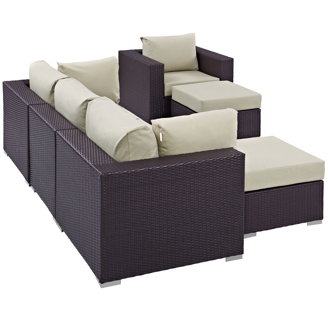 Conversation 6-Piece Alfresco Sectional Set, Espresso & Beige