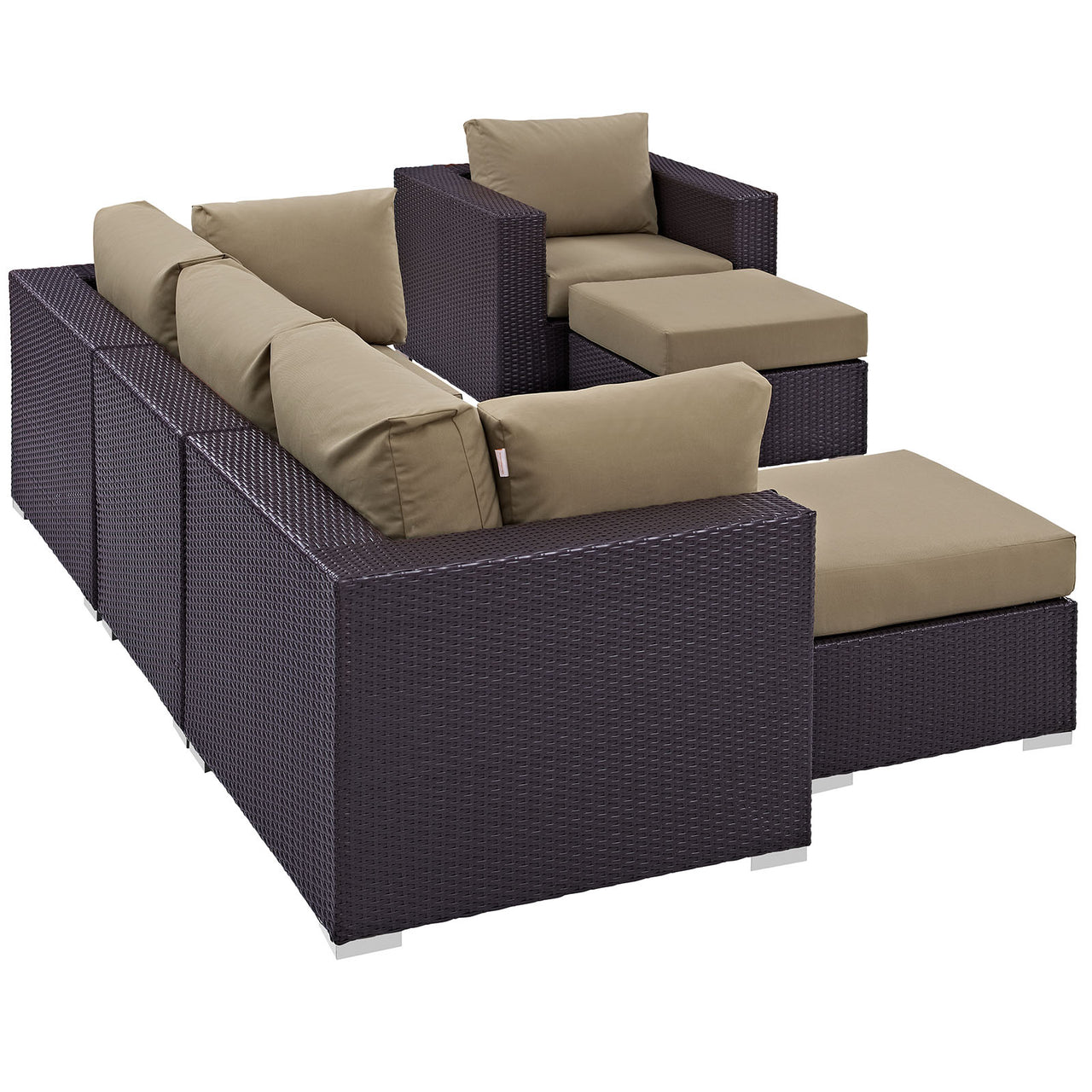 Convene 6 Piece Outdoor Patio Sectional Set, Espresso & Mocha