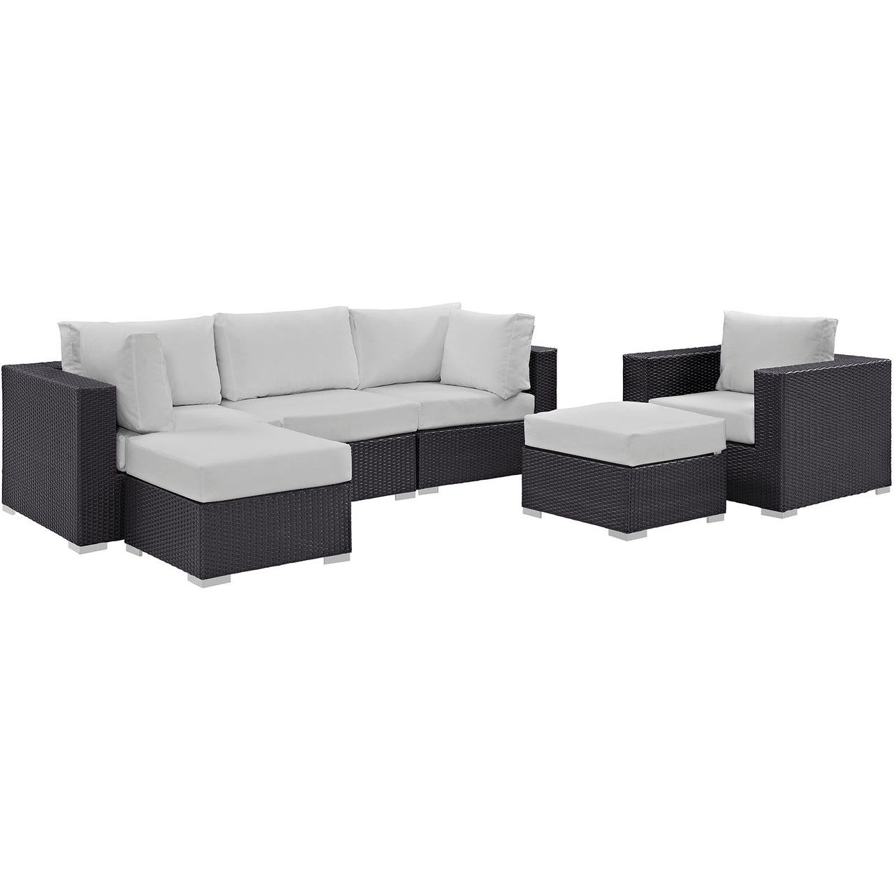 Conversation 6-Piece Alfresco Sectional Set, Espresso & White