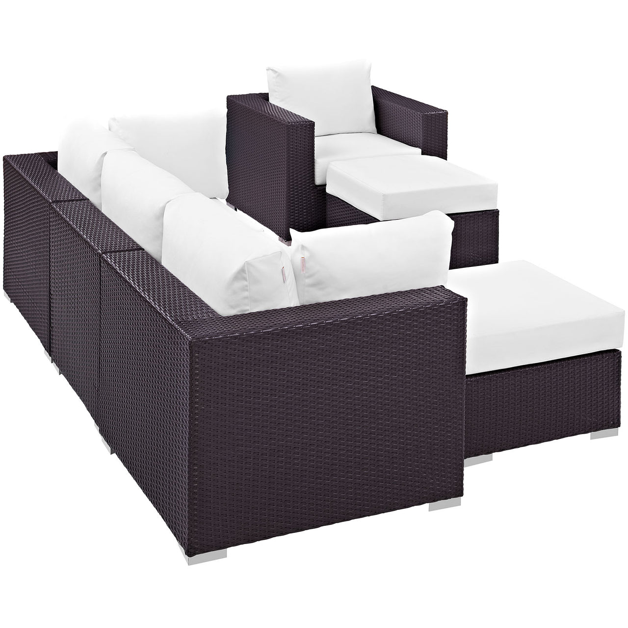 Conversation 6-Piece Alfresco Sectional Set, Espresso & White