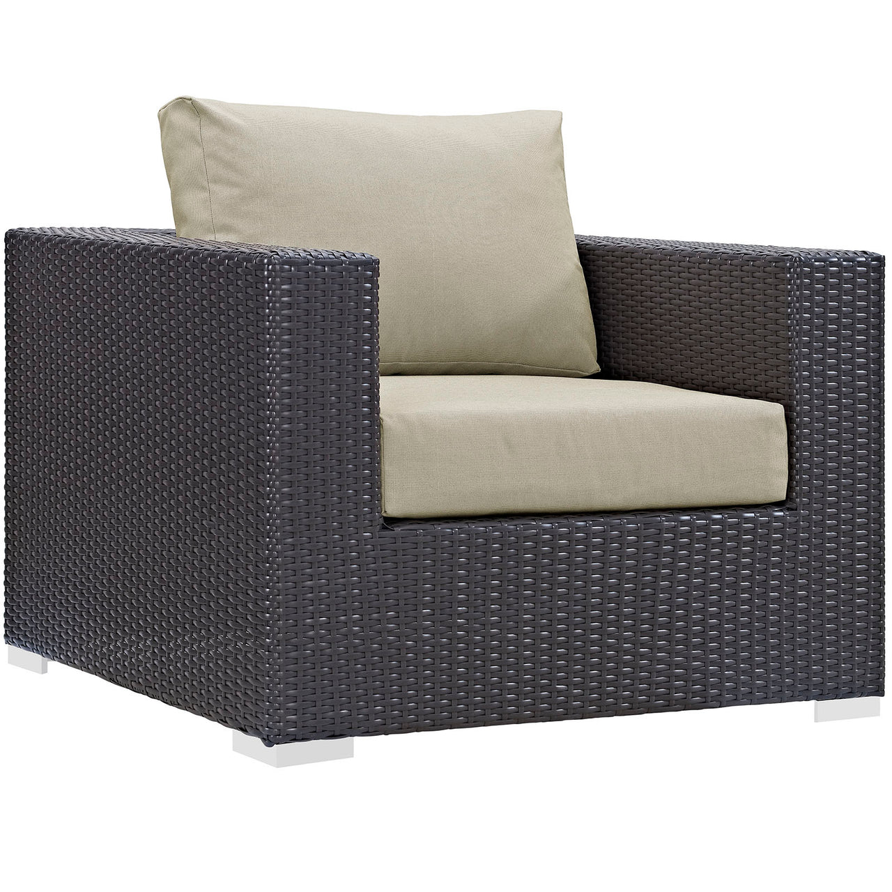 Convene 9 Piece Outdoor Patio Sectional Set, Espresso & Beige