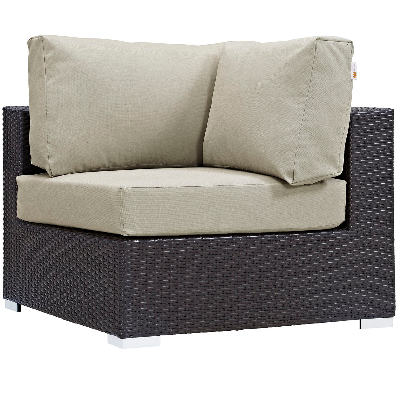 Convene 9 Piece Outdoor Patio Sectional Set, Espresso & Beige