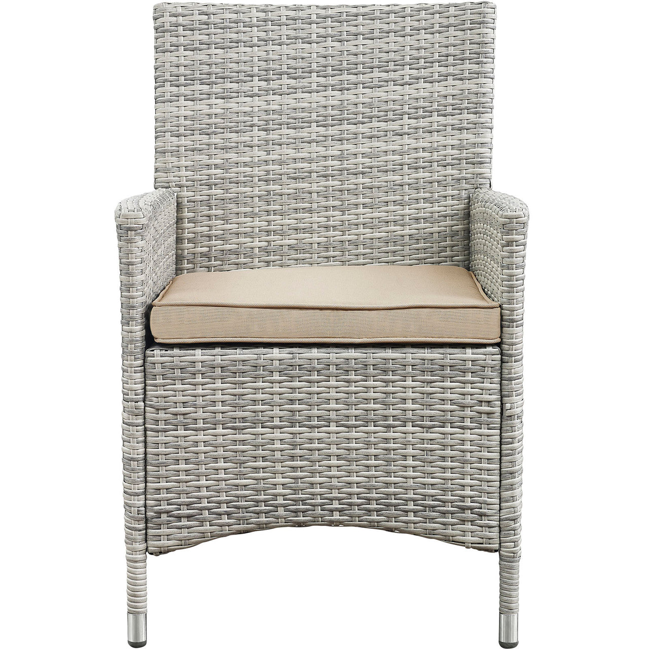 Bridge 4 Piece Outdoor Patio Conversation Set, Light Gray & Beige