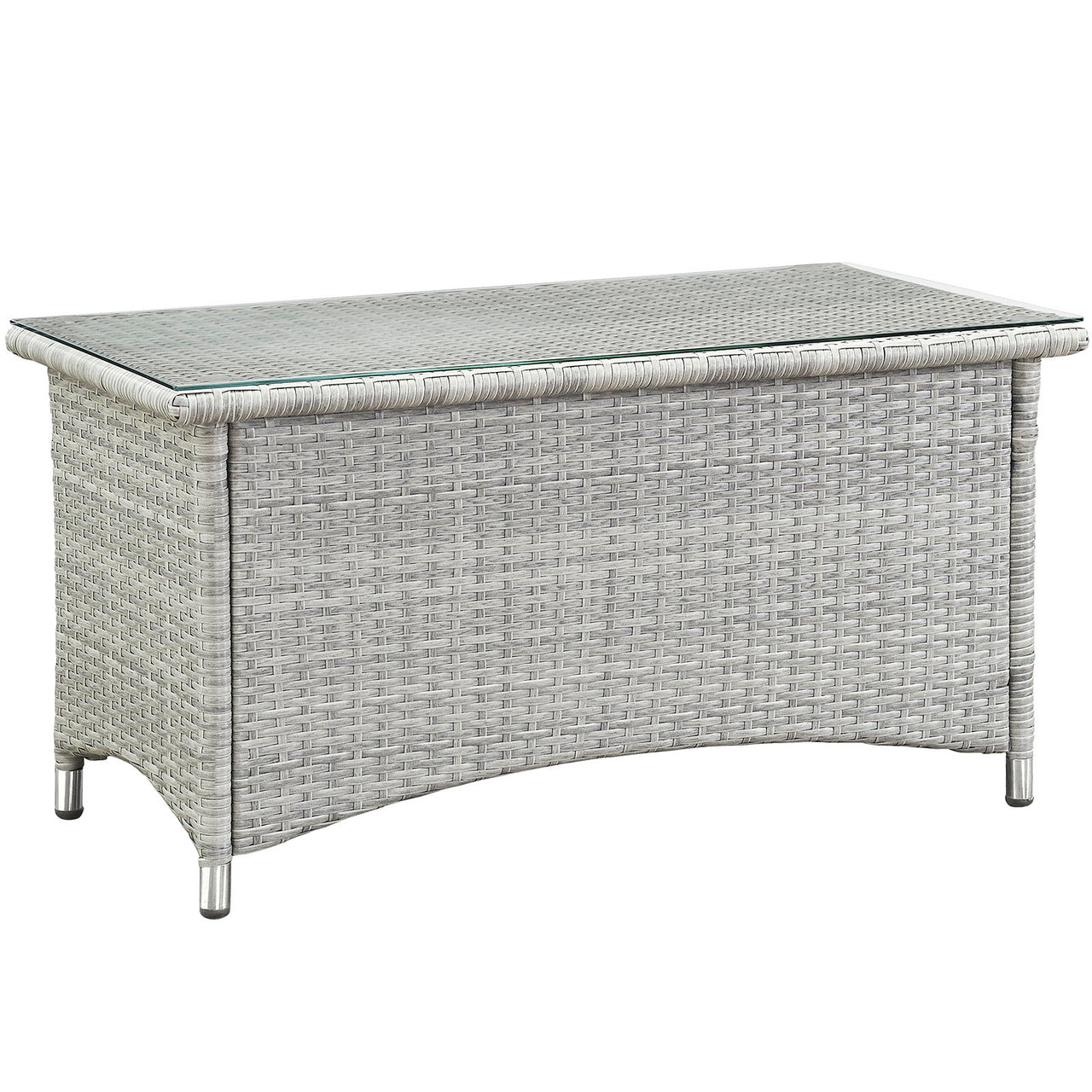 Bridge 4 Piece Outdoor Patio Conversation Set, Light Gray & Beige