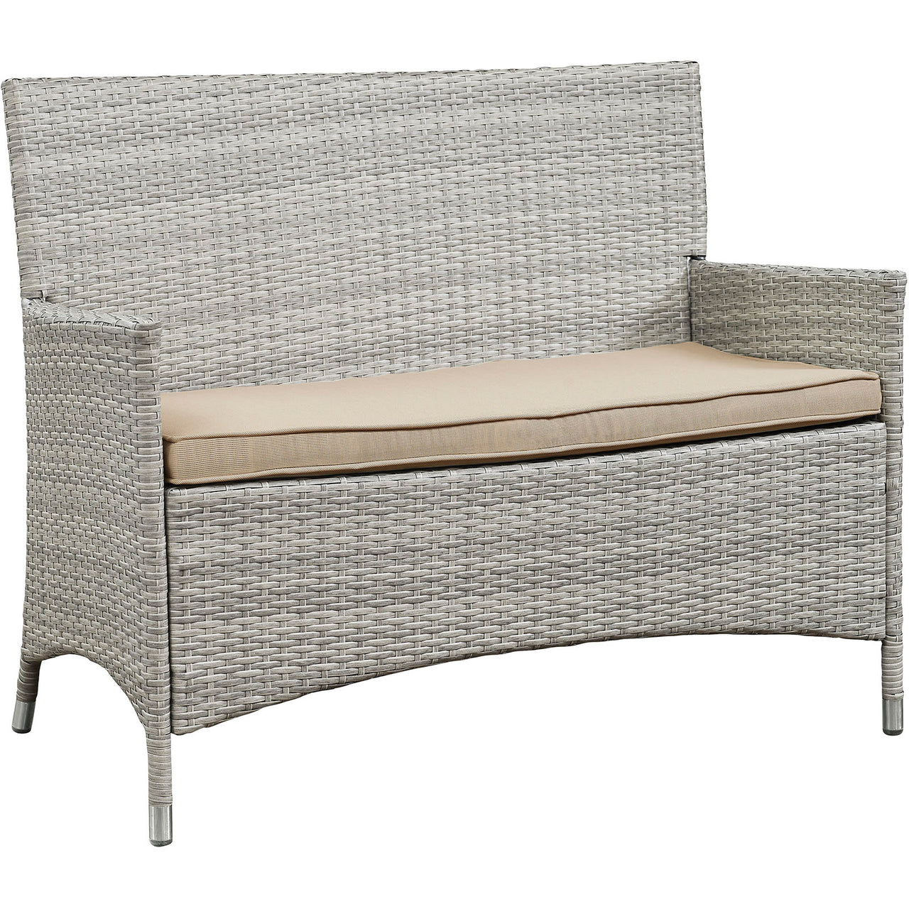 Bridge 4 Piece Outdoor Patio Conversation Set, Light Gray & Beige