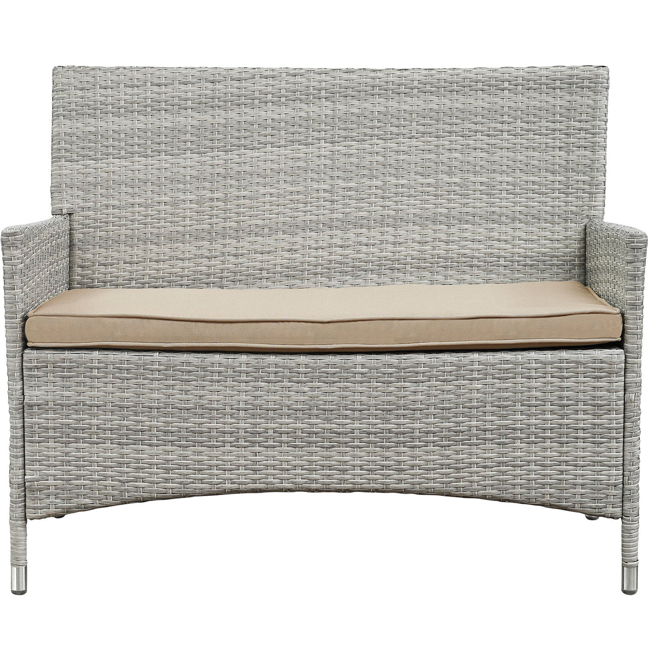 Bridge 4 Piece Outdoor Patio Conversation Set, Light Gray & Beige