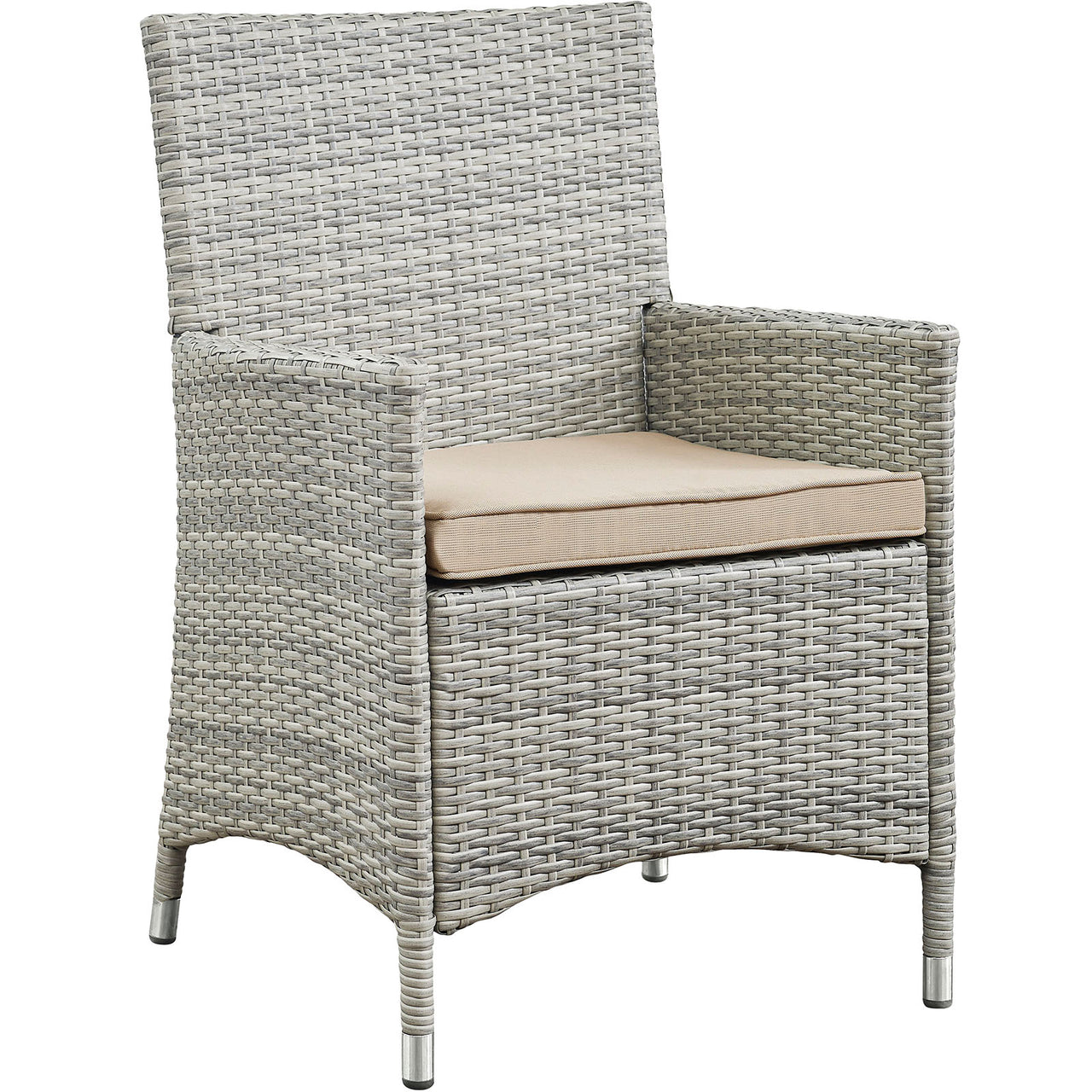 Bridge 4 Piece Outdoor Patio Conversation Set, Light Gray & Beige