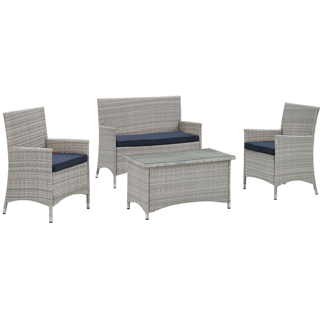 Briallen 4-Piece Alfresco Conversation Set, Light Gray & Navy