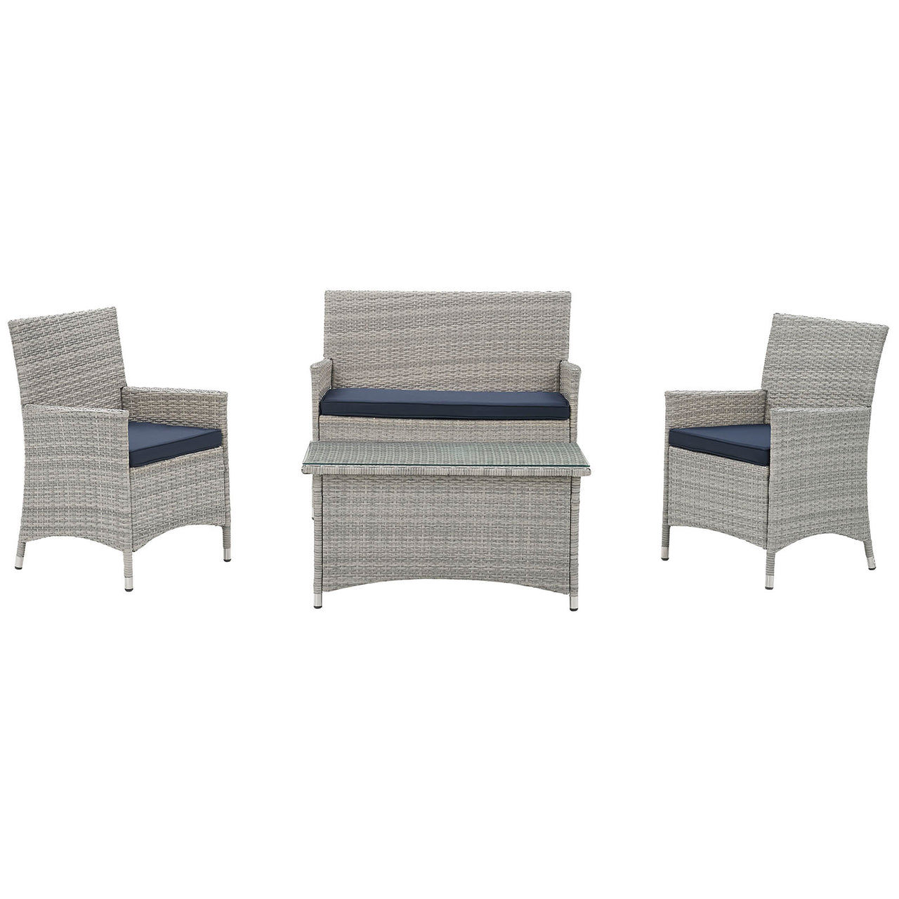 Briallen 4-Piece Alfresco Conversation Set, Light Gray & Navy