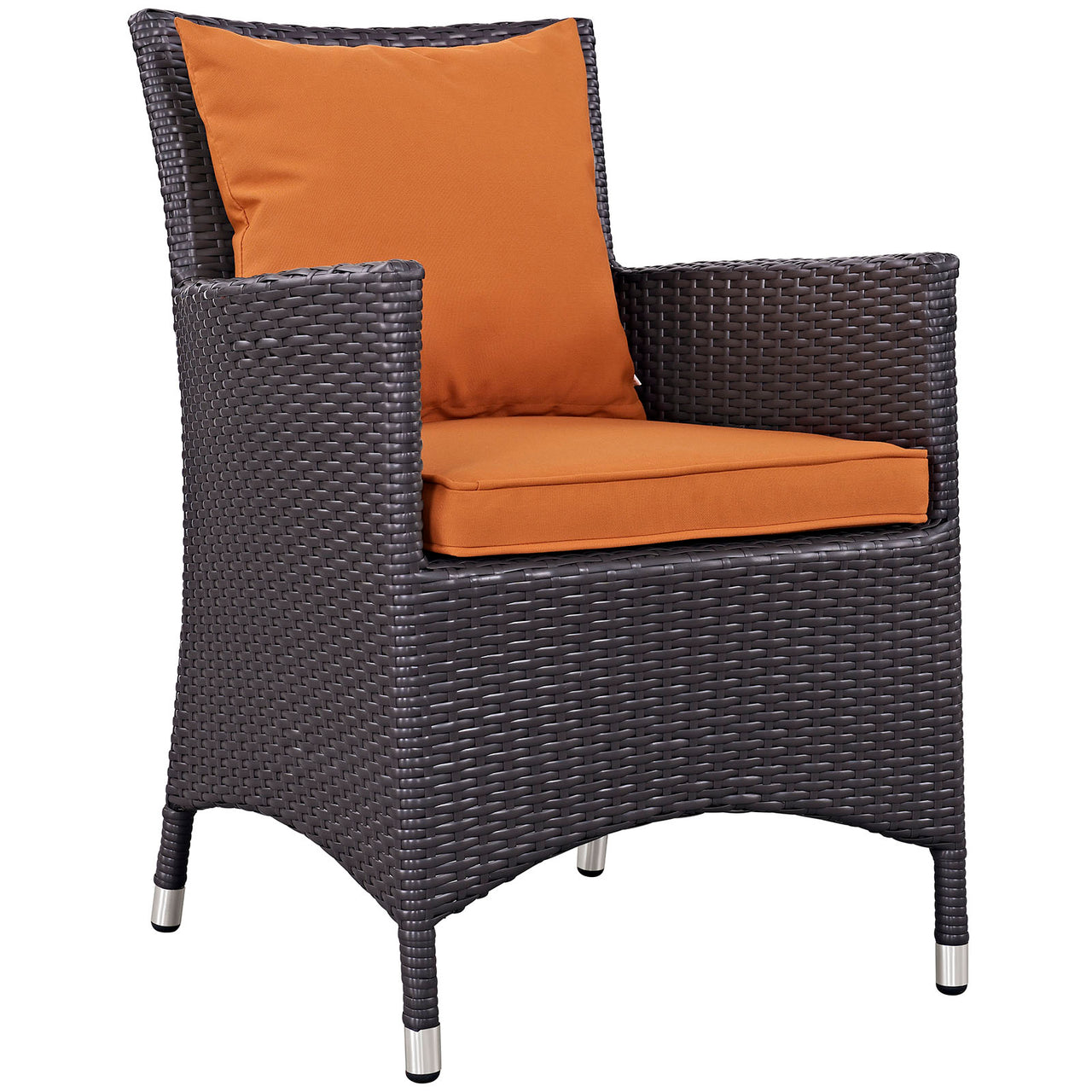 Convene 9 Piece Outdoor Patio Dining Set, Espresso & Orange