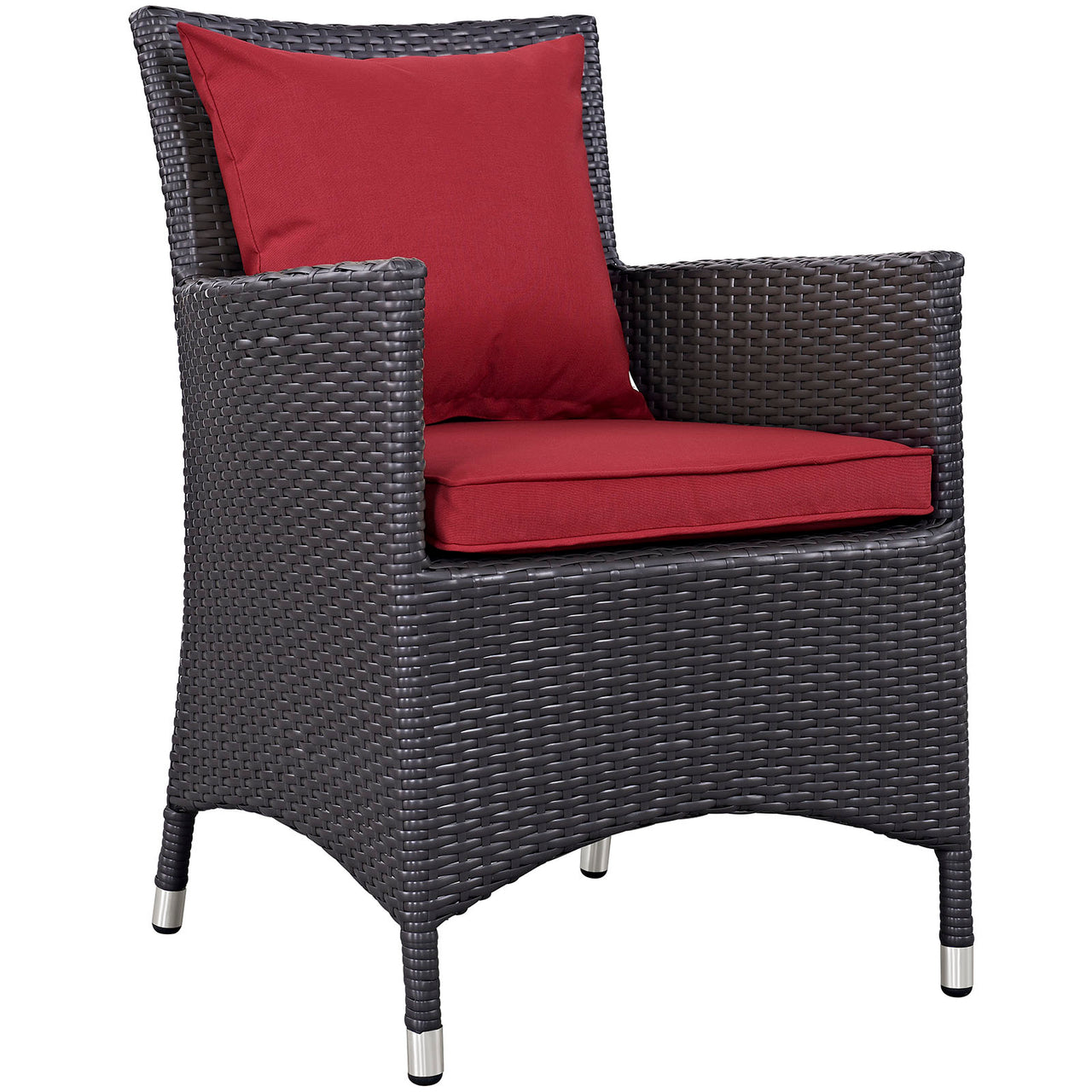 Convene 9 Piece Outdoor Patio Dining Set, Espresso & Red