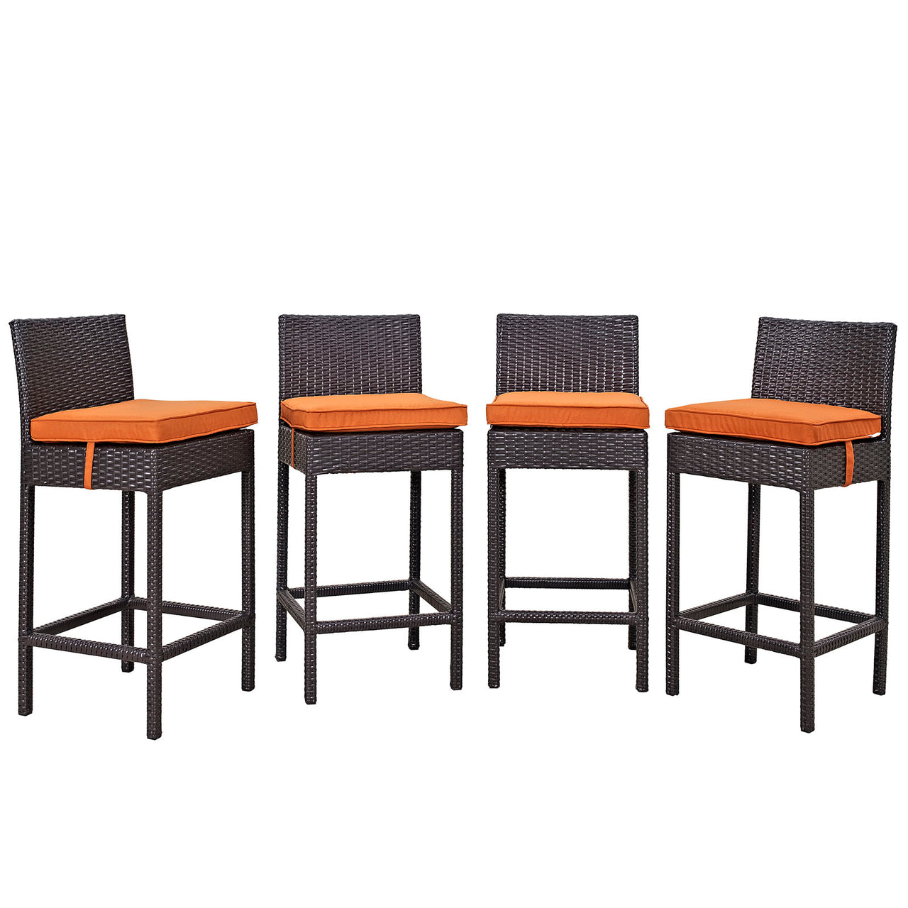 Convene 4 Piece Outdoor Patio Pub Set, Espresso & Orange
