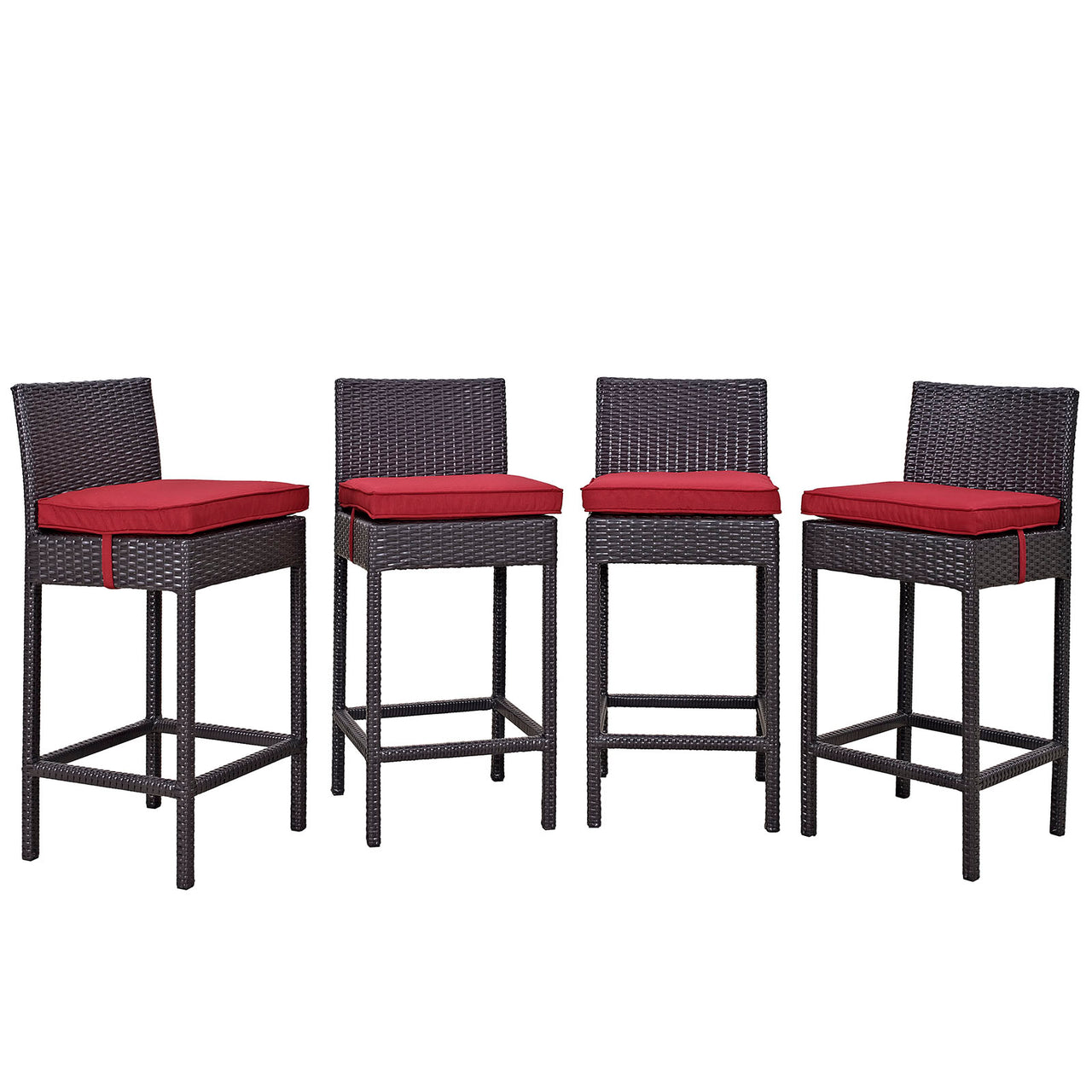 Convene 4 Piece Outdoor Patio Pub Set, Espresso & Red