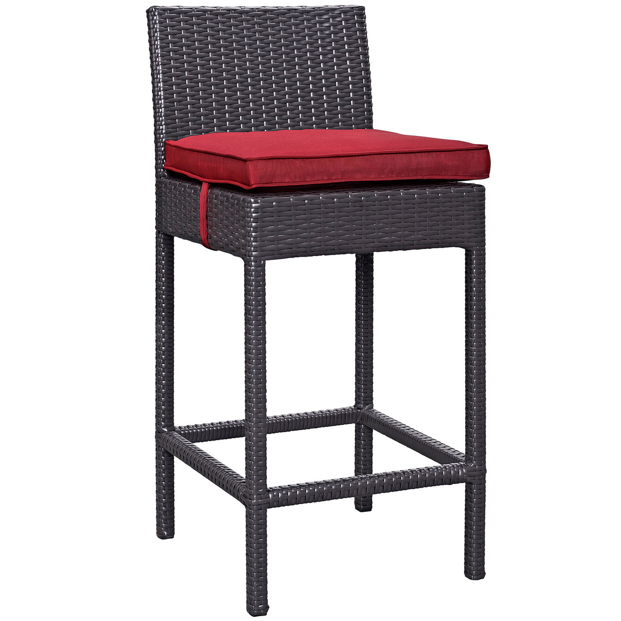 Convene 4 Piece Outdoor Patio Pub Set, Espresso & Red