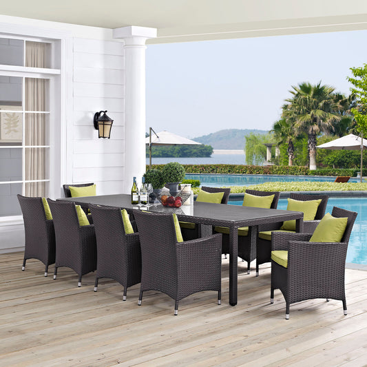 Conversation 11-Piece Alfresco Dining Set, Espresso & Peridot