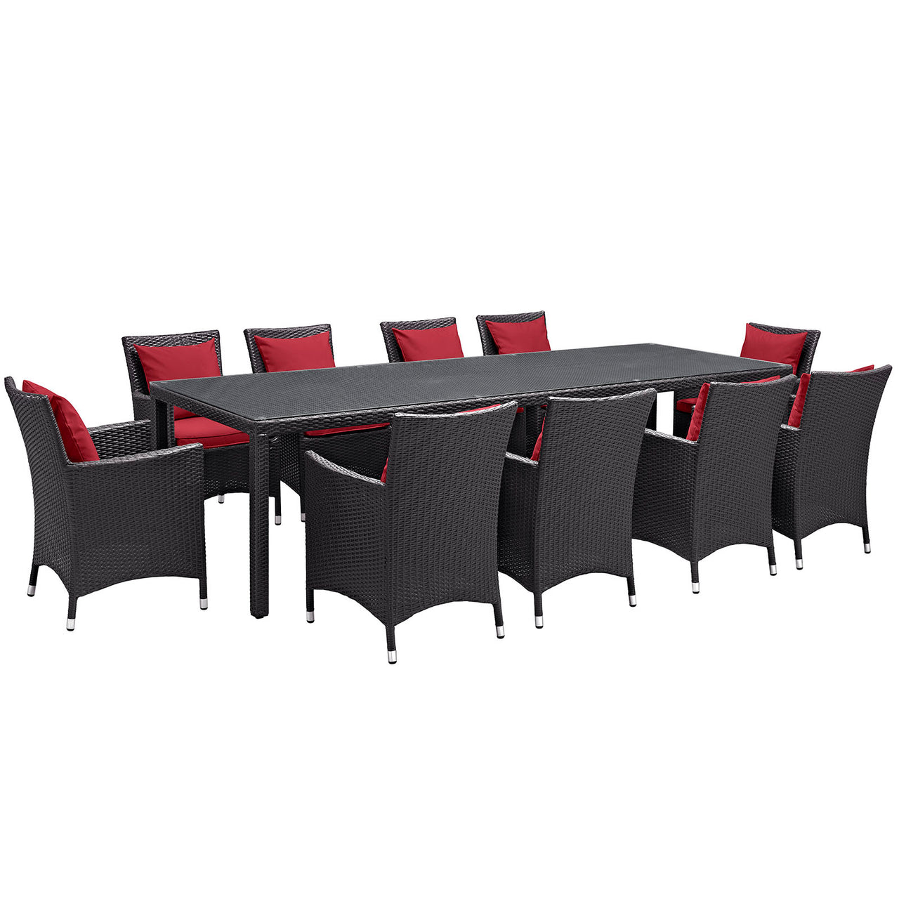 Conversation 11-Piece Alfresco Dining Set, Espresso & Red