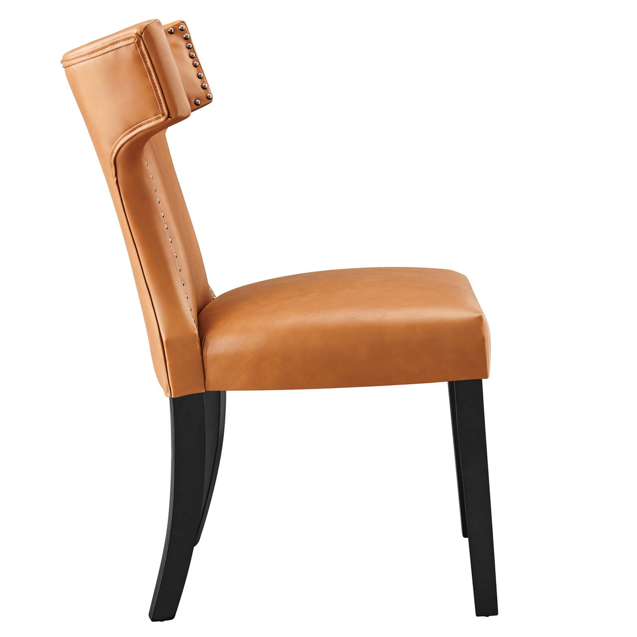 Curve Vegan Leather Dining Chair, Tan