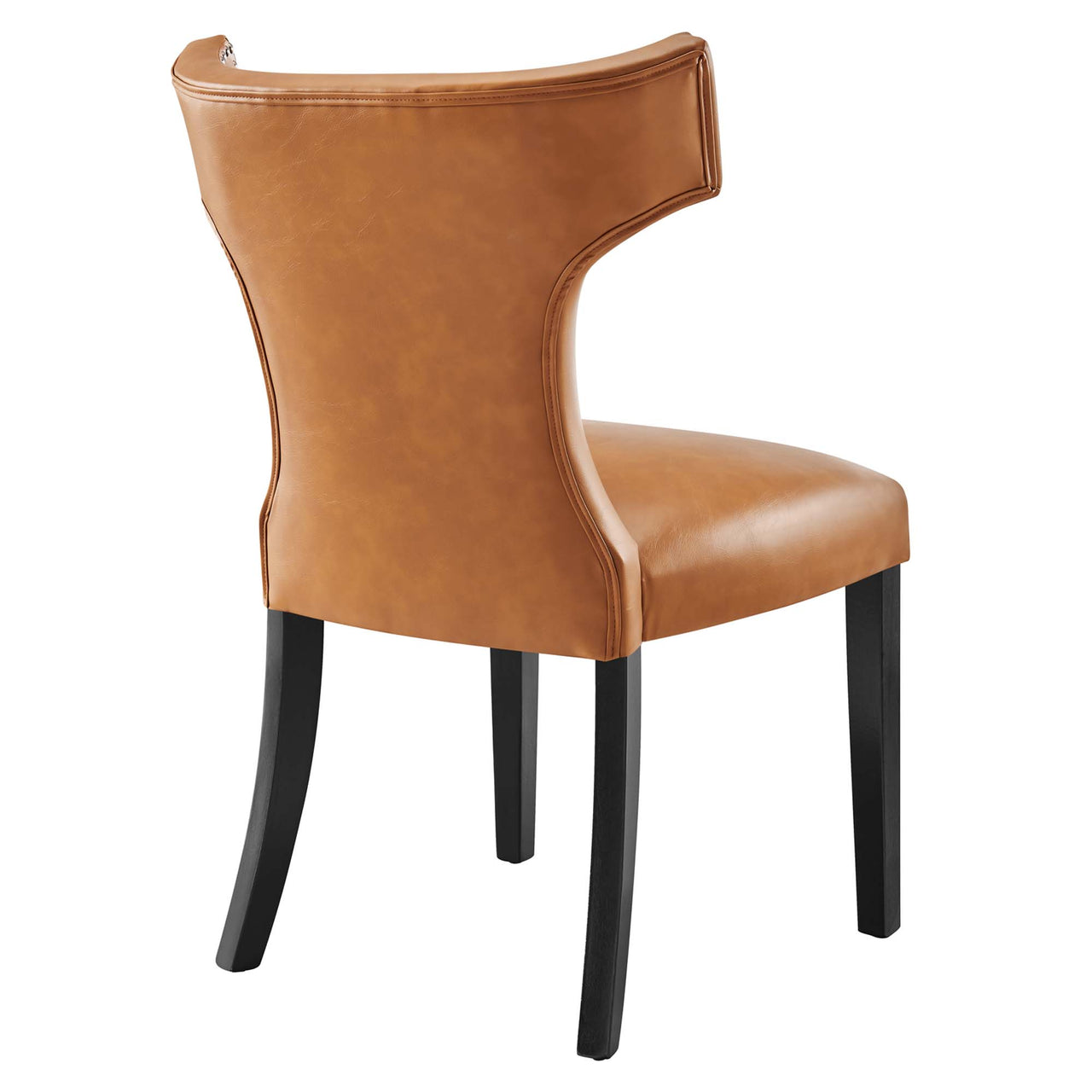 Curve Vegan Leather Dining Chair, Tan