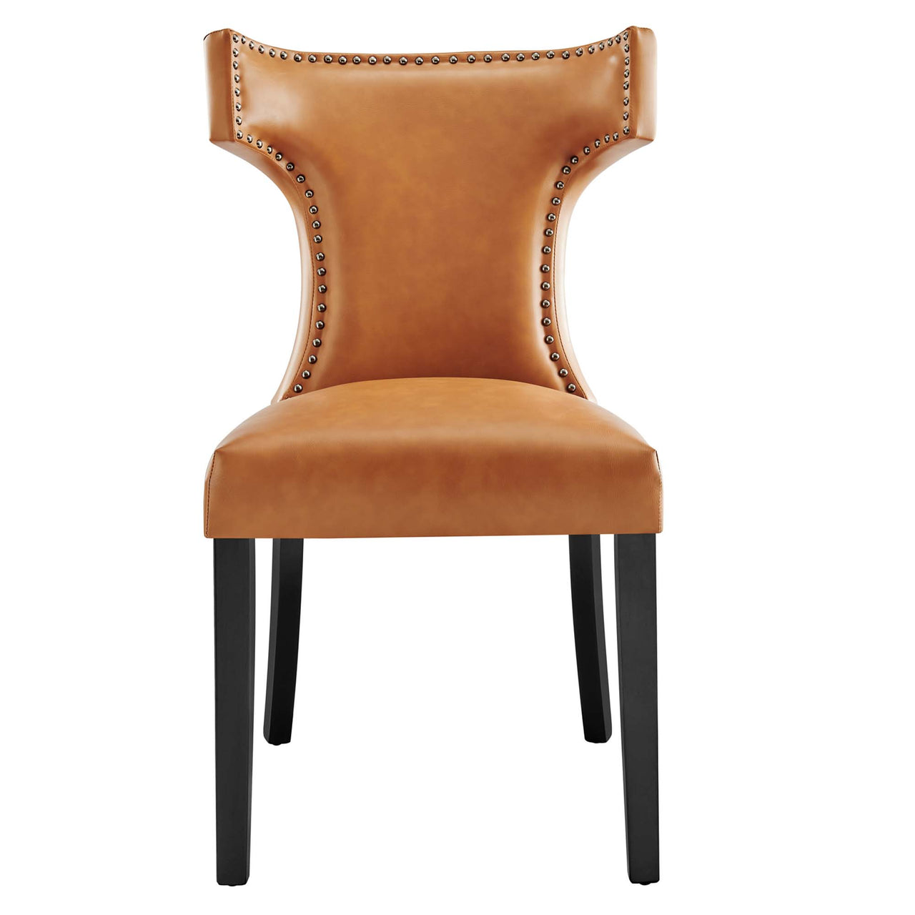 Curve Vegan Leather Dining Chair, Tan