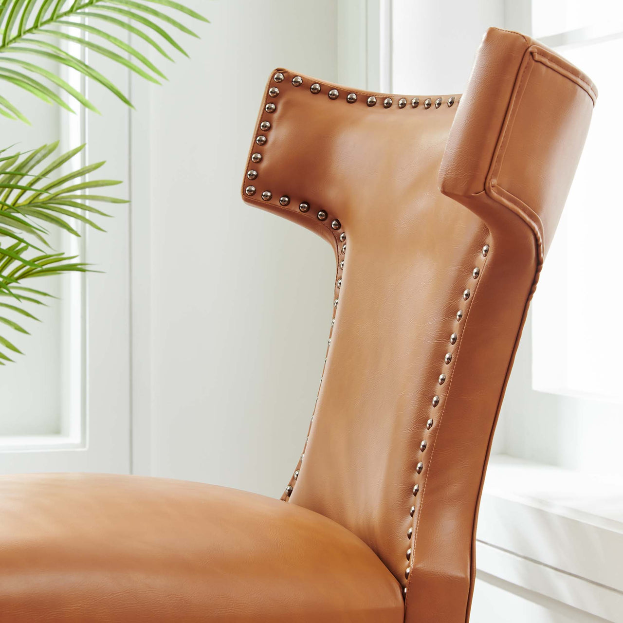 Curve Vegan Leather Dining Chair, Tan