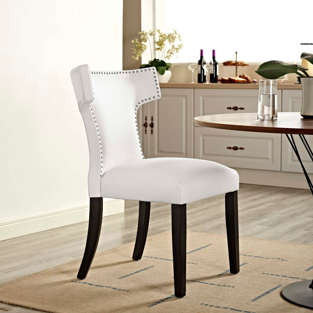 Curve Vegan Leather Dining Chair, White