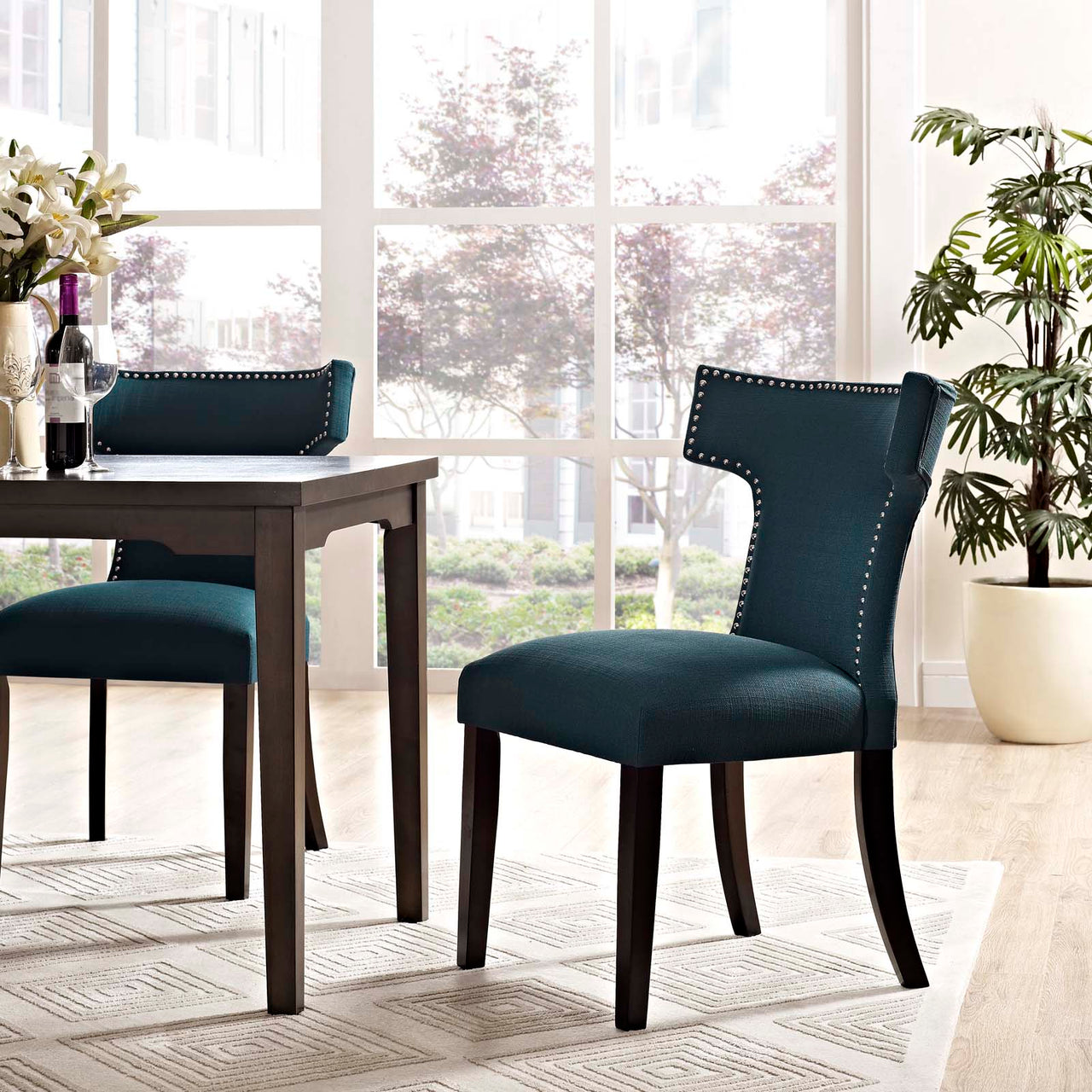 Vela Fabric Dining Chair, Azure