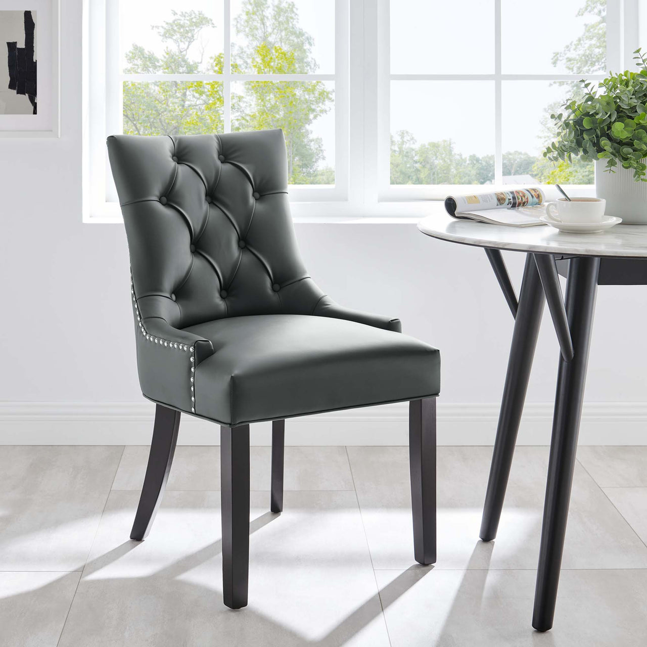 Cavell Eco-Leather Dining Chair, Gray