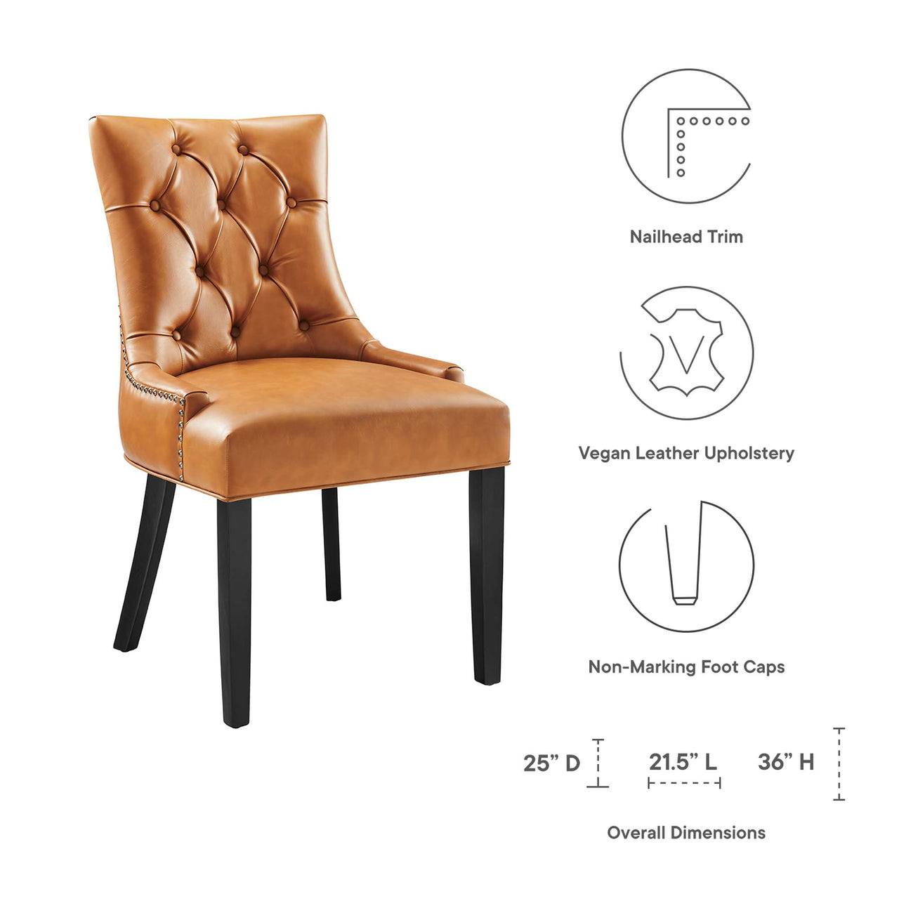 Cavell Eco-Leather Dining Chair, Tan