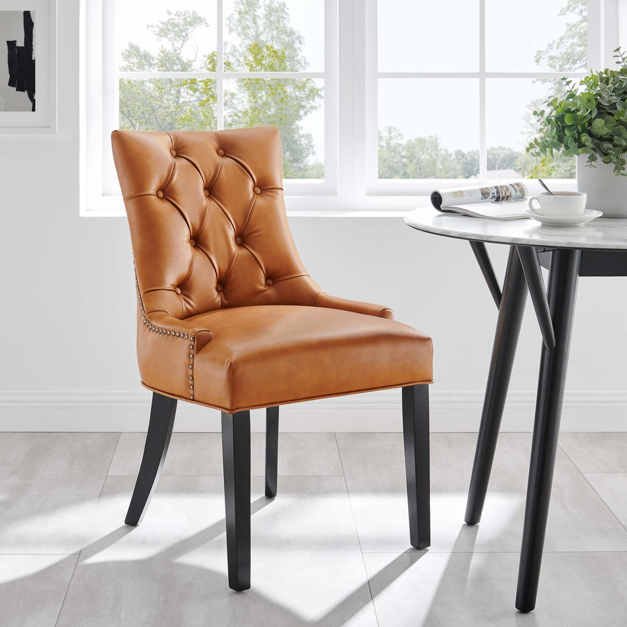 Cavell Eco-Leather Dining Chair, Tan