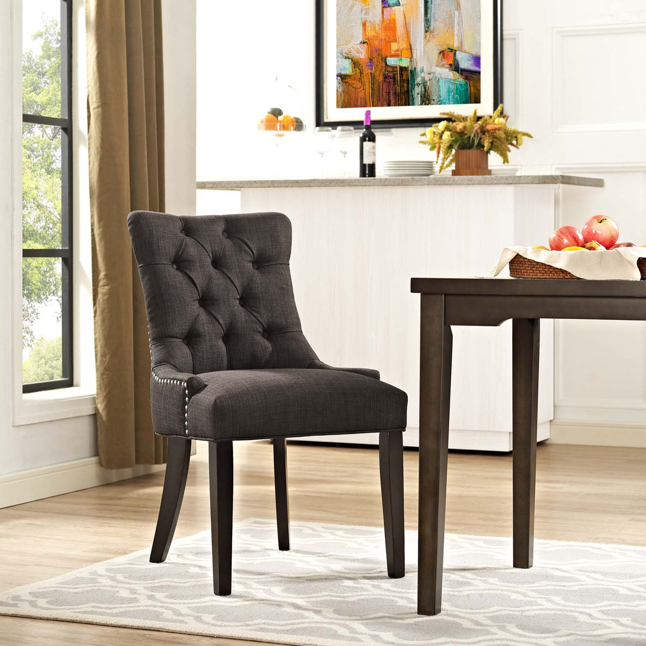 Cavell Fabric Dining Chair, Brown