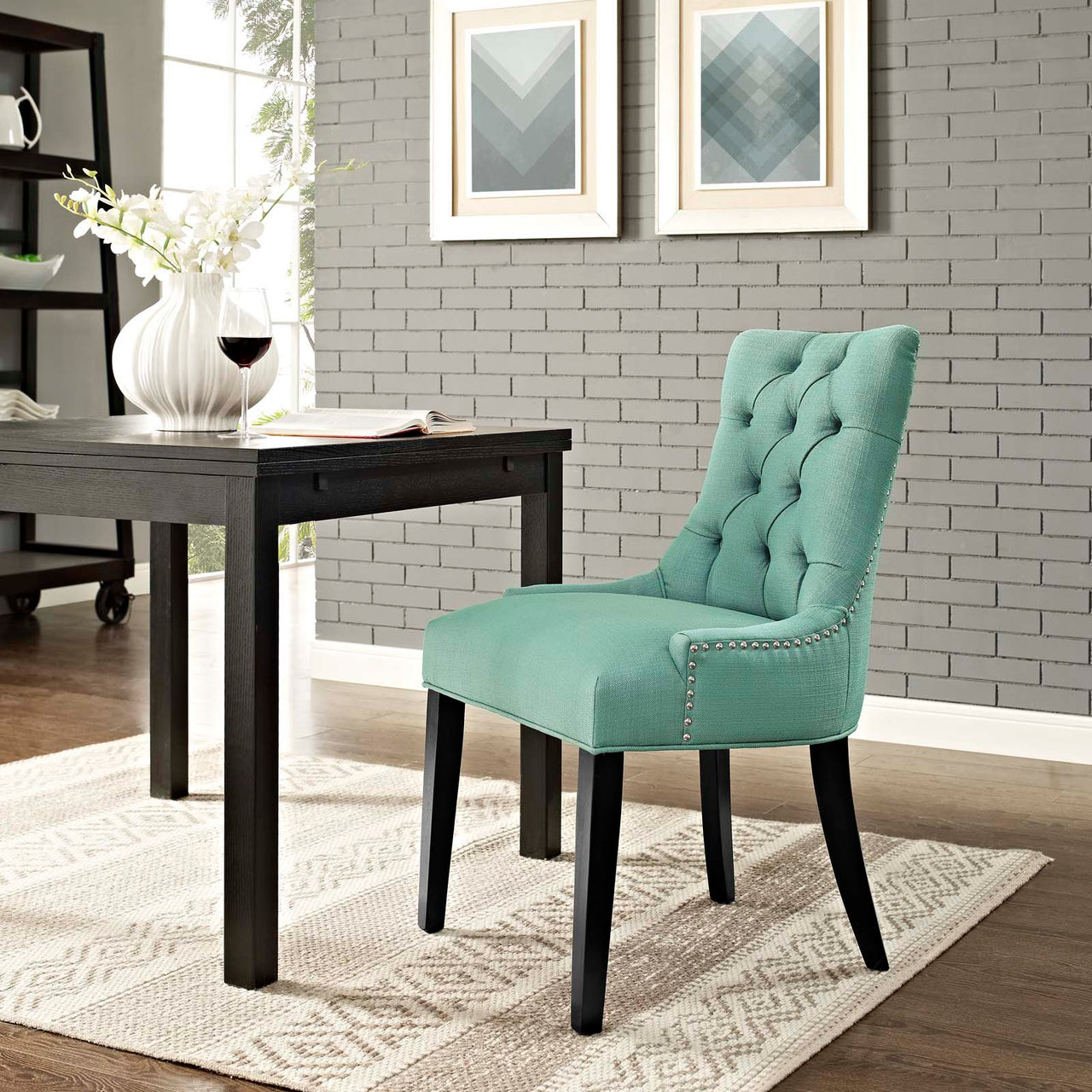 Cavell Fabric Dining Chair, Aqua Green