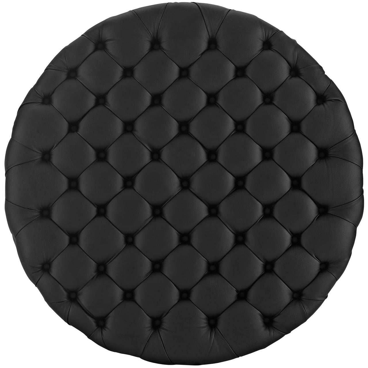 Amour Upholstered Vinyl Ottoman, Black