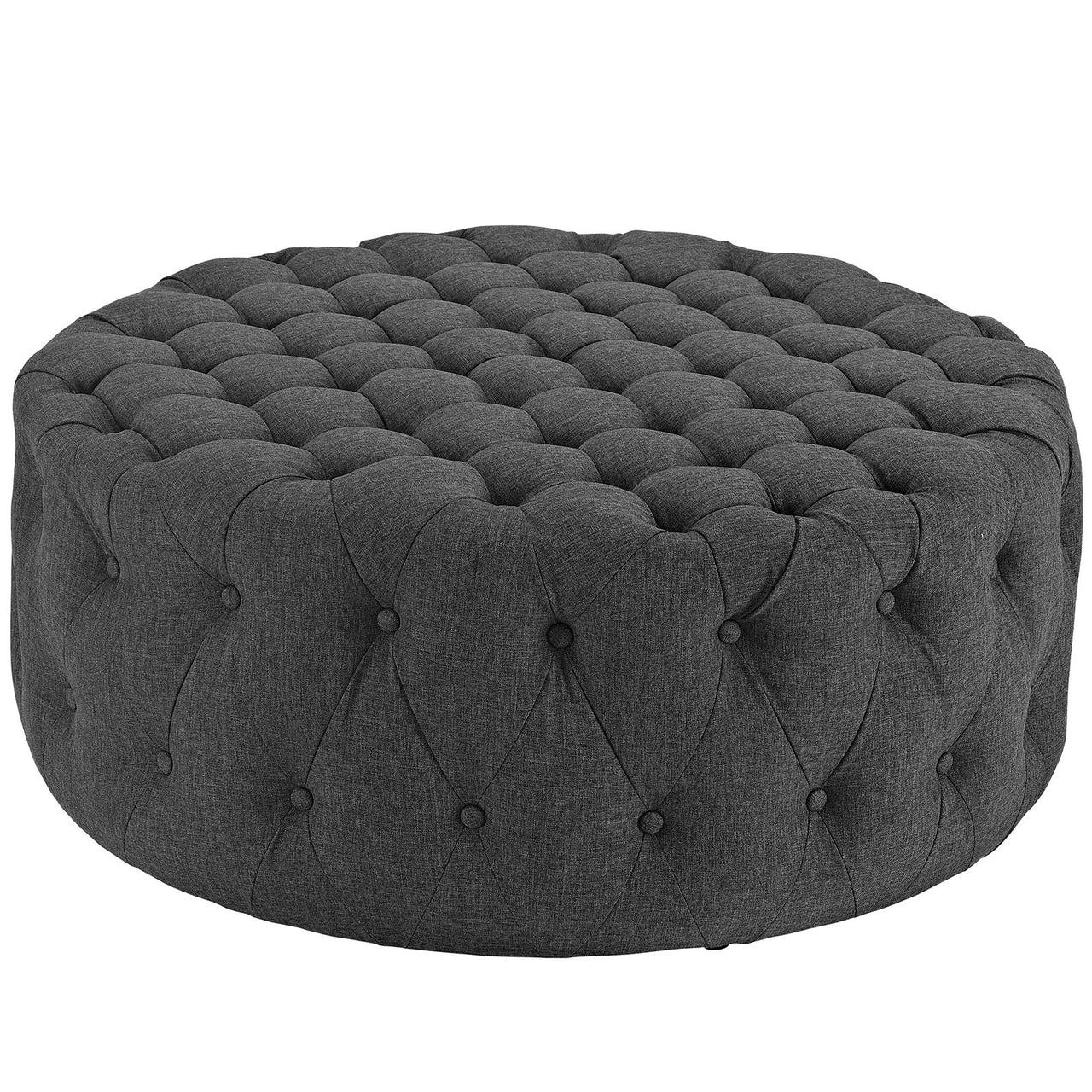Amour Upholstered Fabric Ottoman, Gray