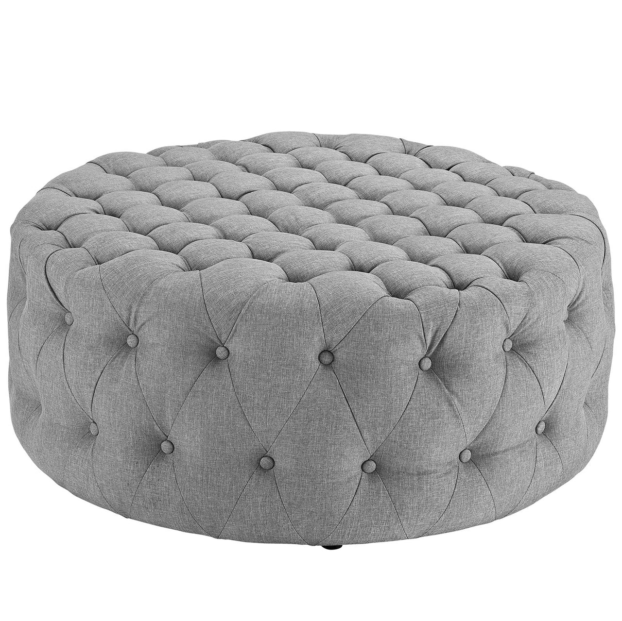 Amour Upholstered Fabric Ottoman, Light Gray