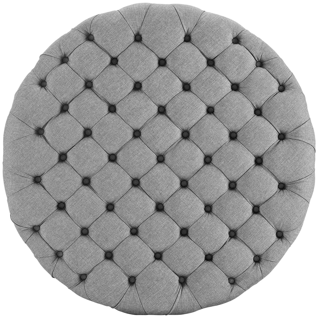 Amour Upholstered Fabric Ottoman, Light Gray