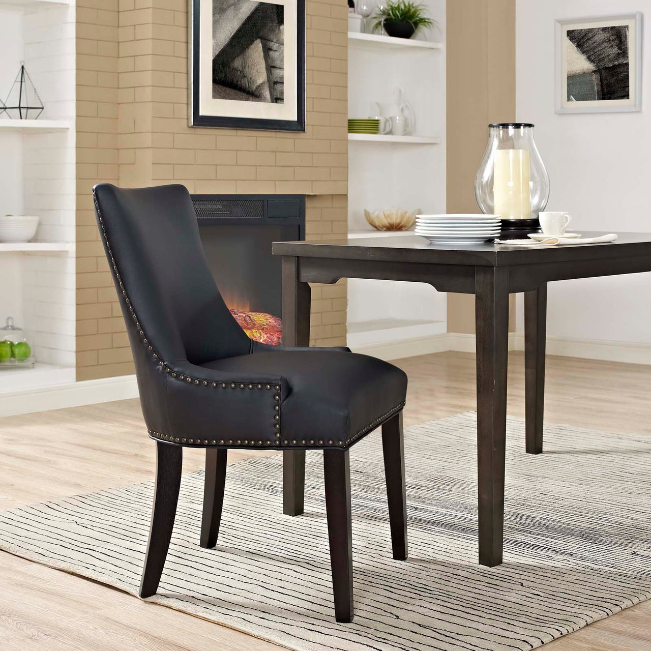 Marquis Vegan Leather Dining Chair, Black