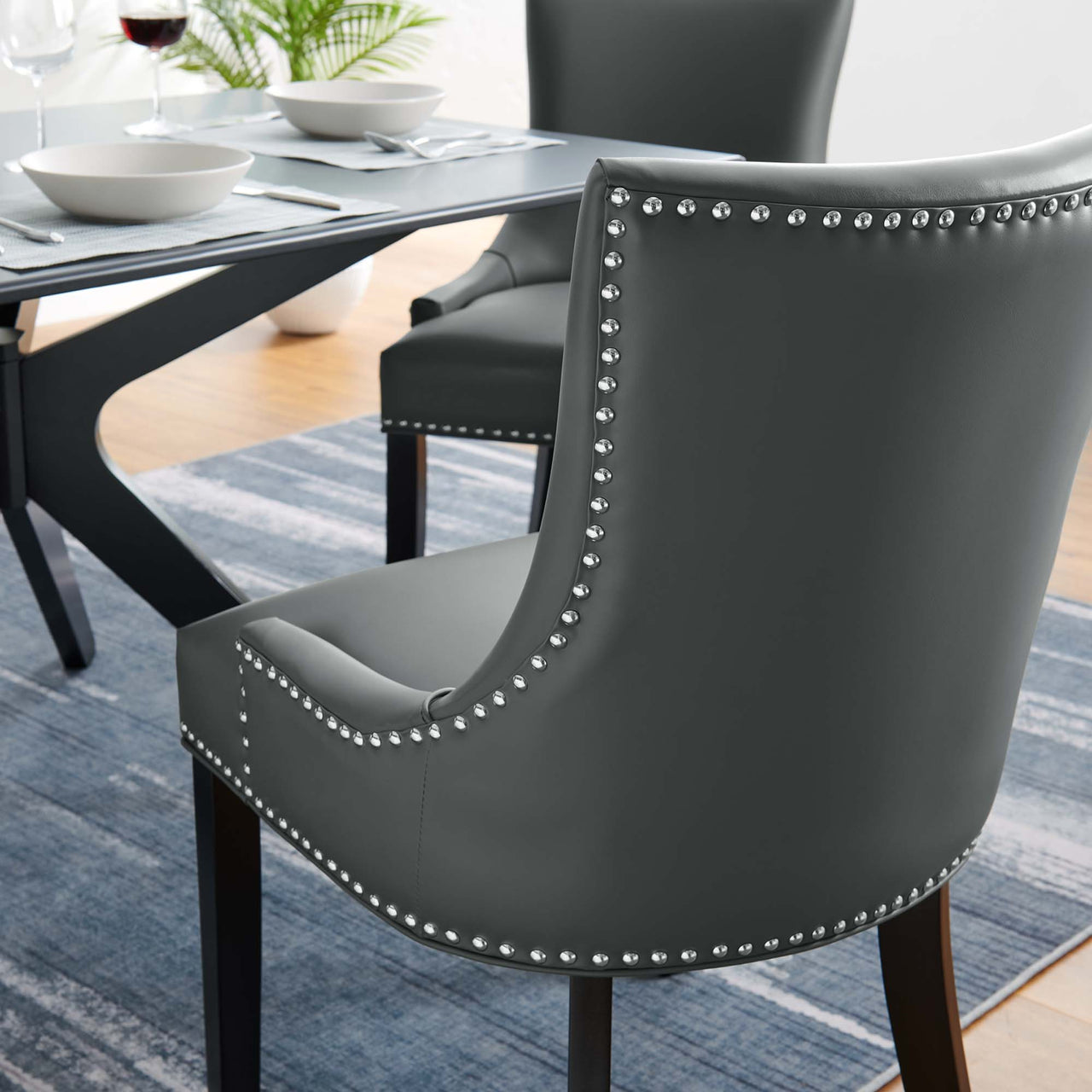 Marquis Vegan Leather Dining Chair, Gray