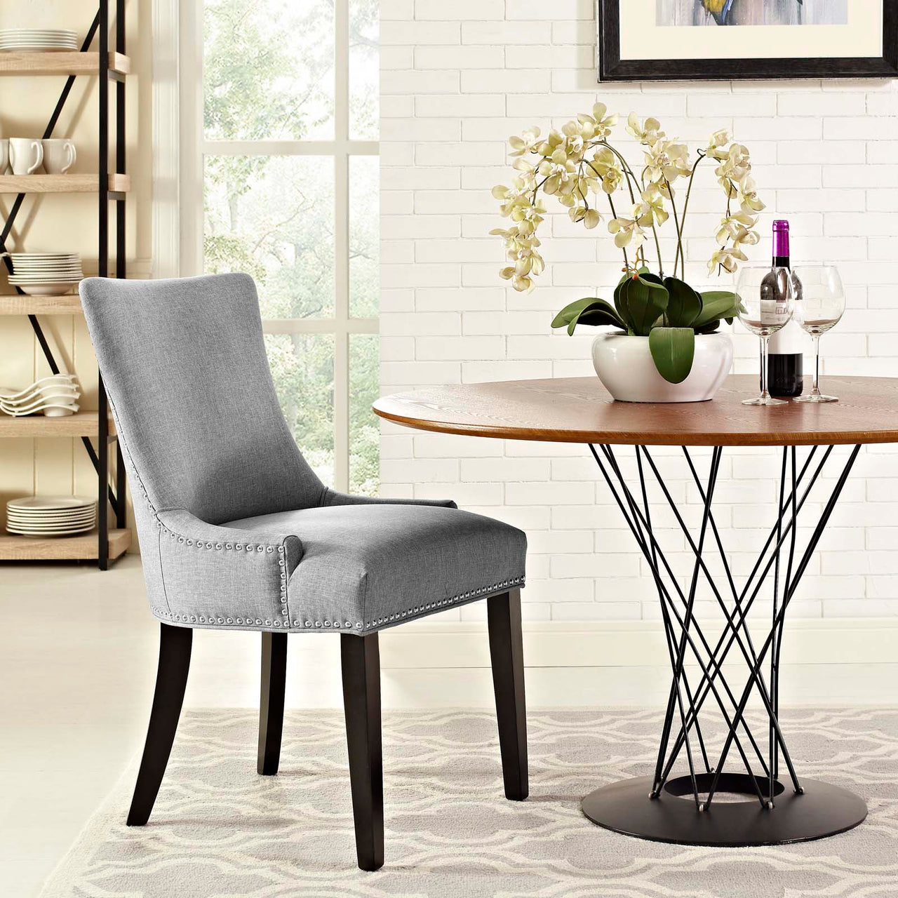 Marquis Fabric Dining Chair, Light Gray