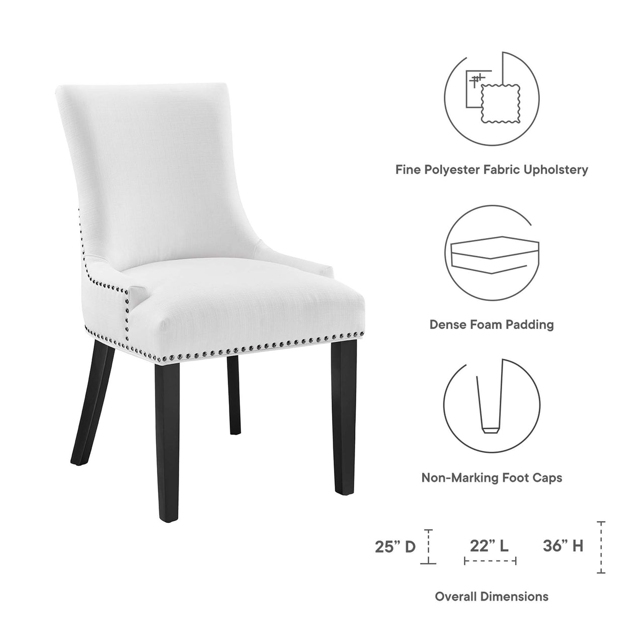 Marquis Fabric Dining Chair, White