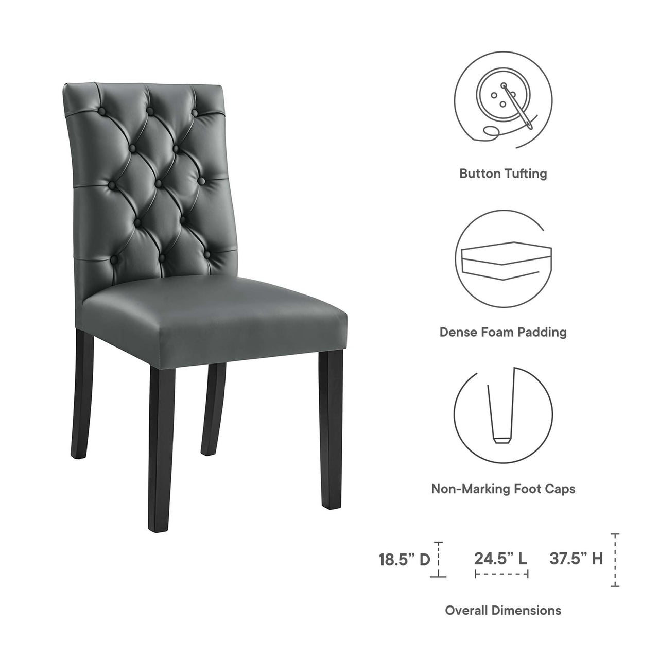 Heiress Upholstered Eco-Leather Dining Chair, Gray