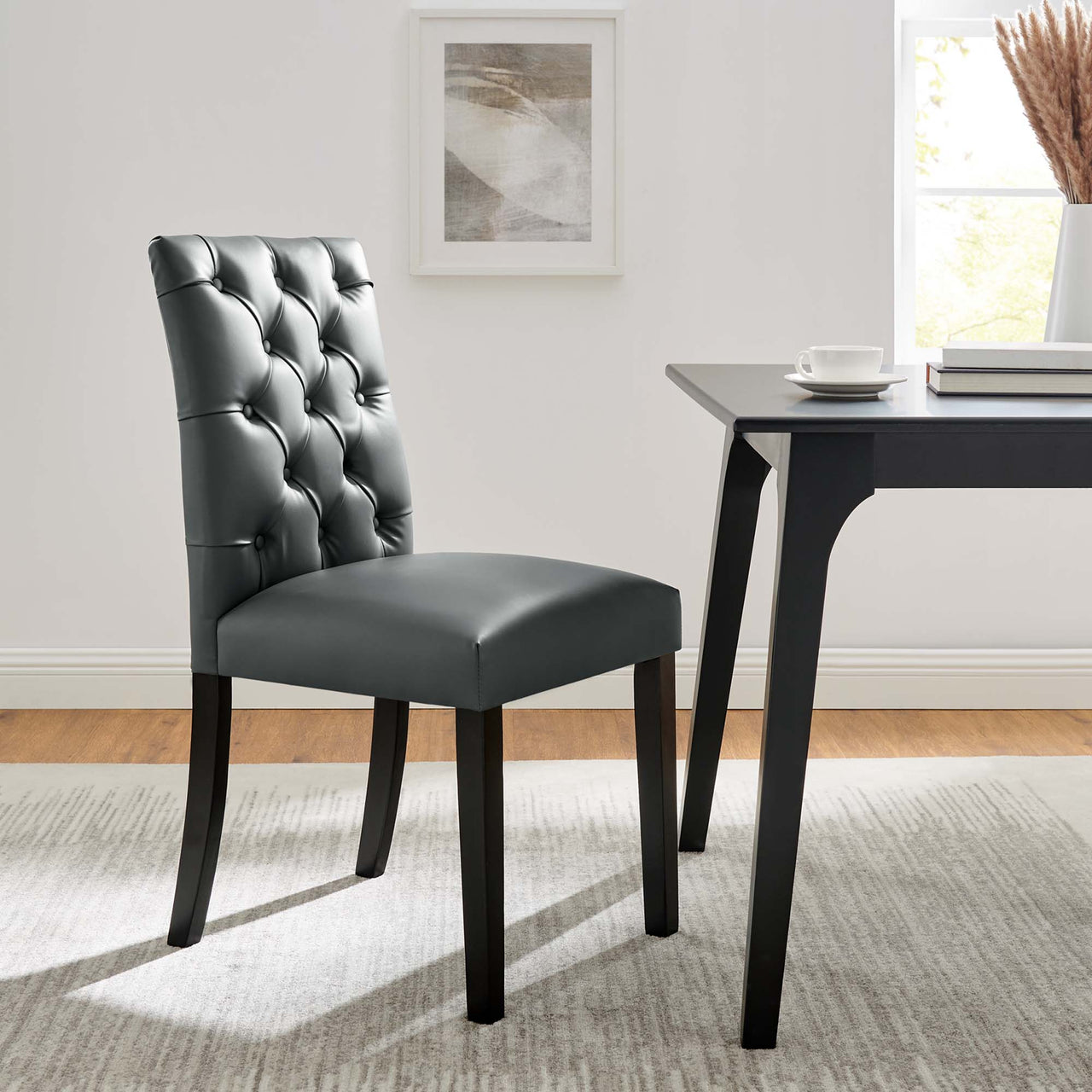Heiress Upholstered Eco-Leather Dining Chair, Gray