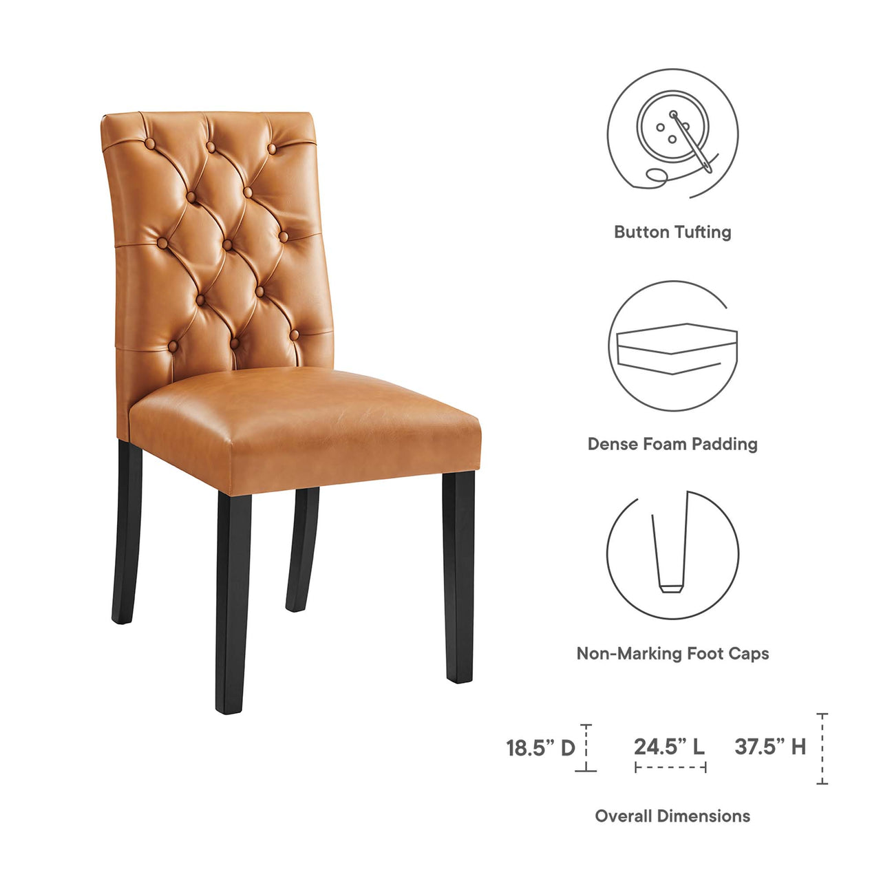 Heiress Upholstered Eco-Leather Dining Chair, Tan