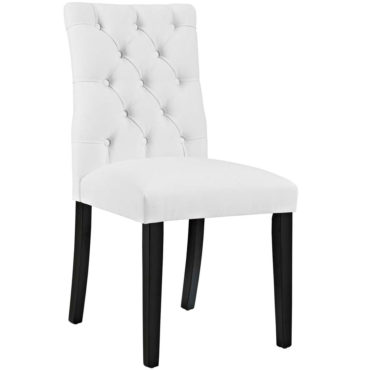 Duchess Button Tufted Vegan Leather Dining Chair, White