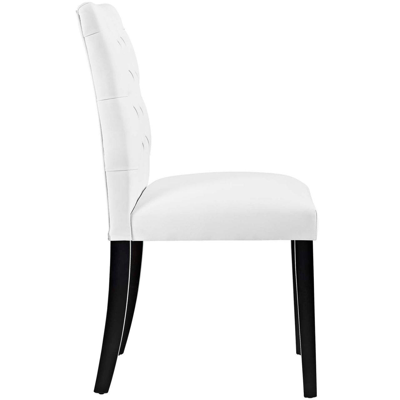 Duchess Button Tufted Vegan Leather Dining Chair, White