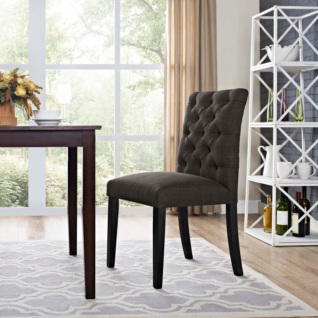 Heiress Upholstered Fabric Dining Chair, Brown