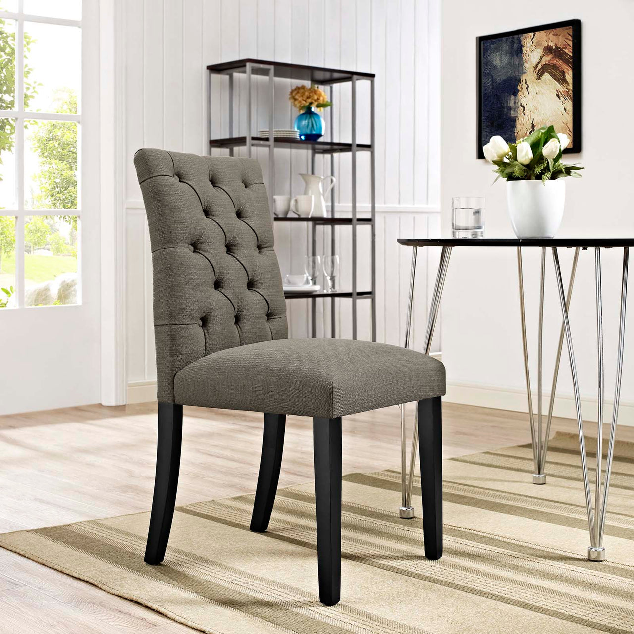 Heiress Upholstered Fabric Dining Chair, Granite