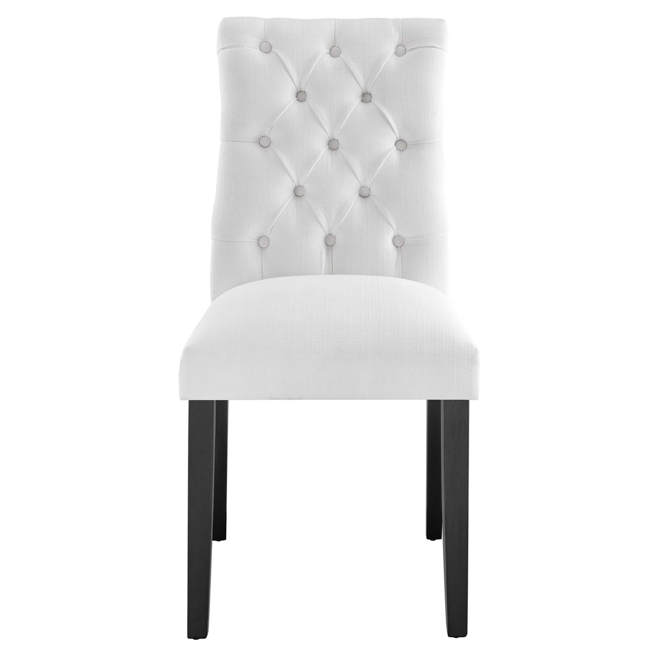 Duchess Button Tufted Fabric Dining Chair, White